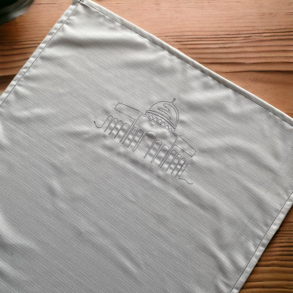 Mescidi Aksa Minimal Desenli Keten Seccade